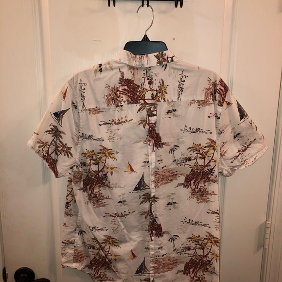 Structure White Hawaiian Button Down T Shirt - Picture 4 of 4